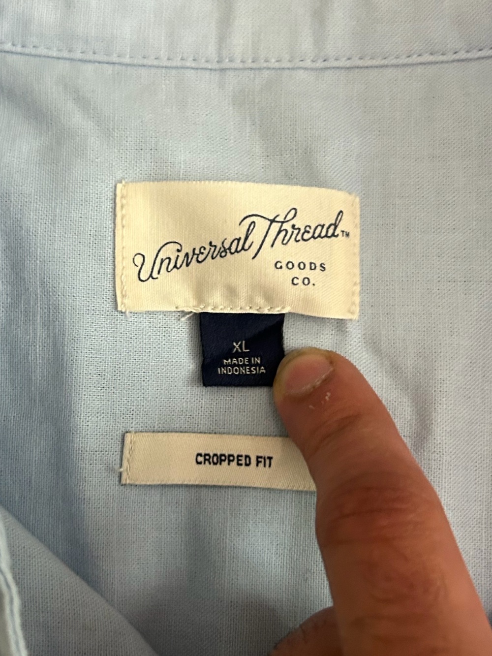Universal Thread Cropped Button Down Linen Blend Shirt Blue Coastal Office XL - Picture 3 of 8